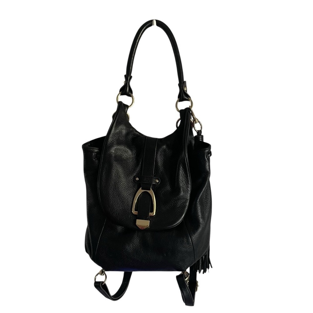 G.I.L.I. Black Leather Backpack with Sophisticated Design - Picture 2 of 7